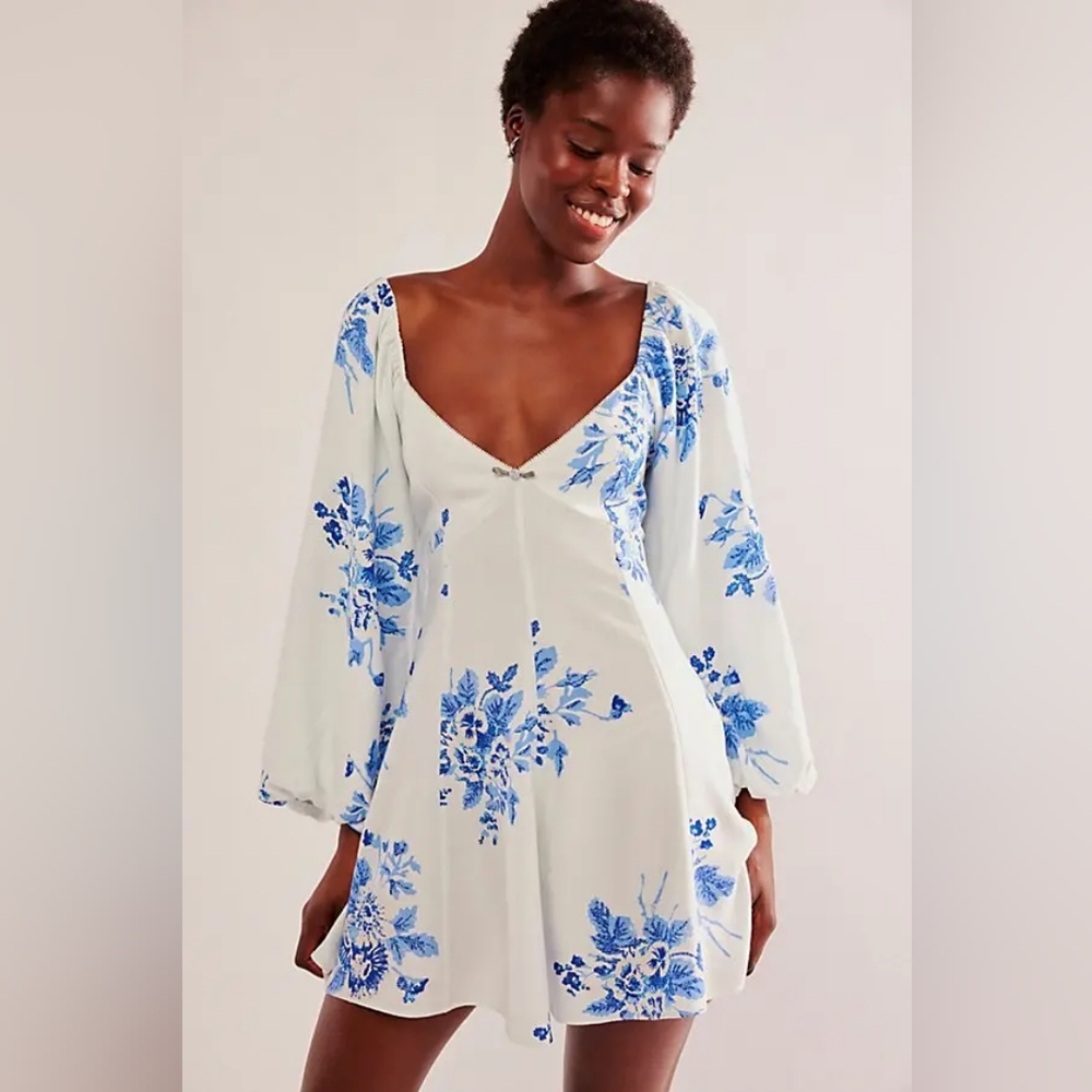 Free People Francesca Puff Sleeve Mini Dress